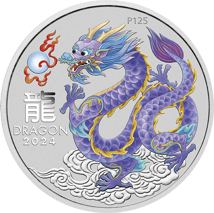 1/2 Unze Silber Lunar III Drache 2024 Violett (Auflage: 200.000)