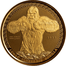 1 Unze Gold Kongo Silberrücken Gorilla 2022 (Auflage: 100)