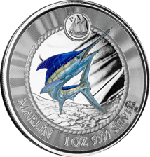 1 Unze Silber Cayman Islands Marlin Speerfisch 2023 (Auflage: 500 | coloriert)