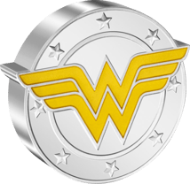 1 Unze Silbermünze Wonder Woman Logo 2022 PP (Auflage: 5.000 | coloriert | Polierte Platte)