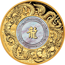 2 Unze Gold Double Dragon with Mother of Pearl 2024 (Auflage: 288 | Poliert Platte)