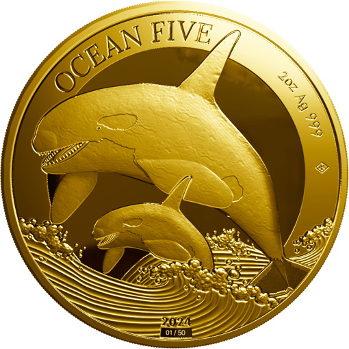 2 Unze Gold Ocean Five Orca 2024 PP  (Auflage: 50 | Polierte Platte)