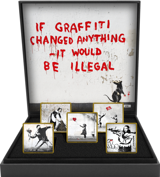 Banksy Silberbarren Set 2024 (Auflage: 50 | teilvergoldet)