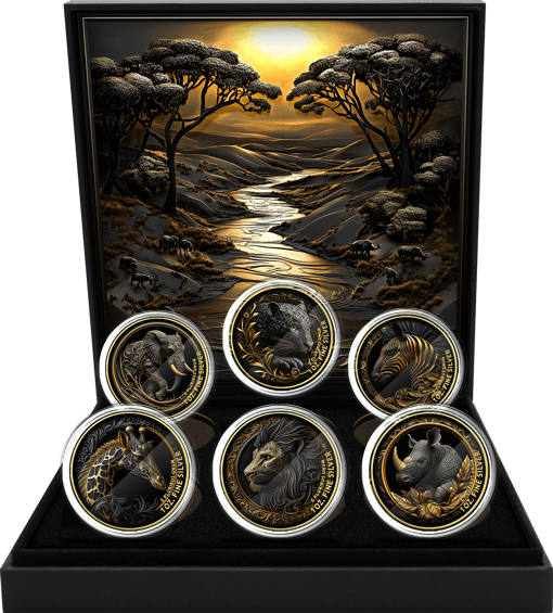 Black and Gold African Animals Silber Set 2024 (Auflage: 50 | teilvergoldet)